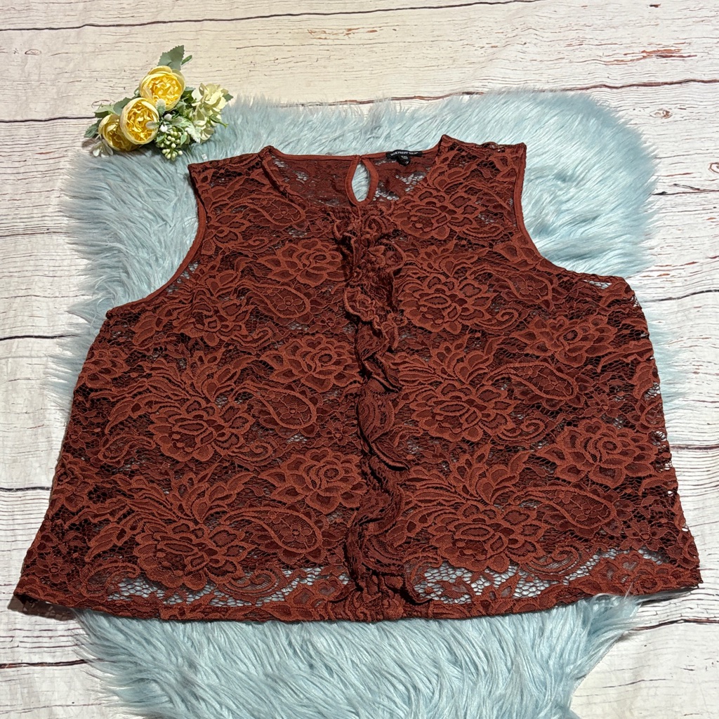 Who What Wear Lace Sleeveless Top - Deep Brown Sz Xxl